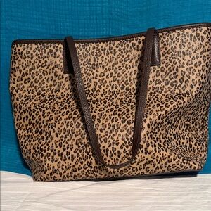 Talbots Leopard Print Tote with Dark Brown Straps